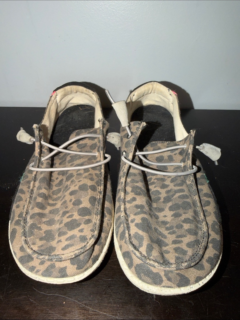 Hey Dude Kids Leopard Moccasin Slip-Ons in Tan and Black